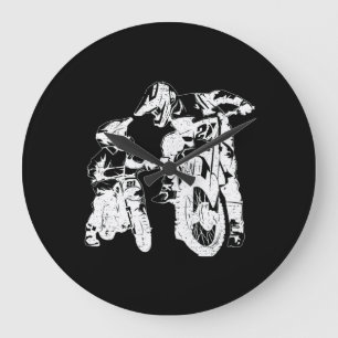 Dirt Bike Vater Motocross Motorrad Biker Vater Große Wanduhr