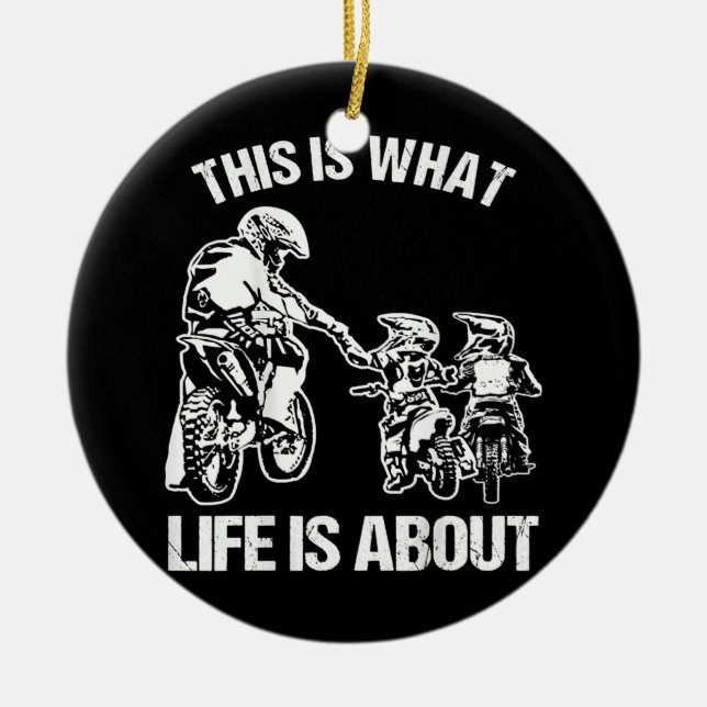 Dirt Bike Vater Motocross Motorrad FMX Biker Keramik Ornament (Vorne)