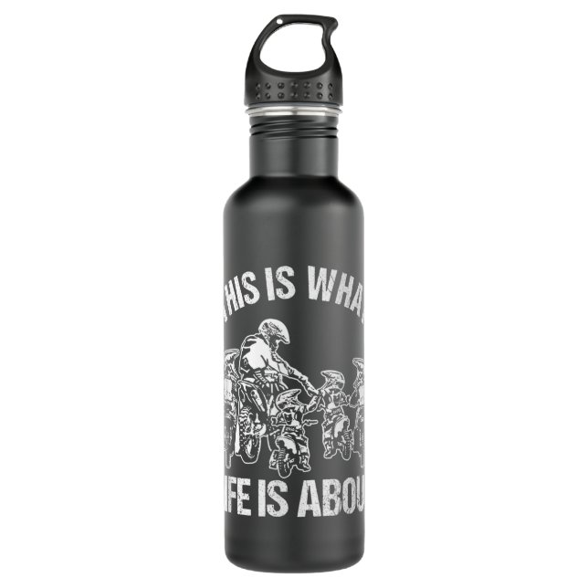 Dirt Bike Vater Motocross Vater Motorrad Son Kinde Edelstahlflasche (Vorderseite)