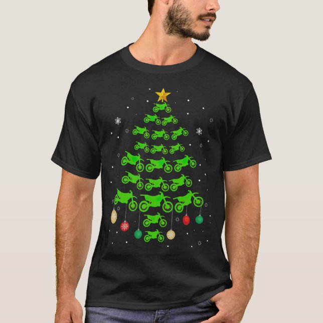 Dirt Bike Weihnachtsbaum Funny Xmas schmutzig T-Shirt (Vorderseite)