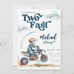 Dirt Bike Zwei Schnell Geburtstag Einladung