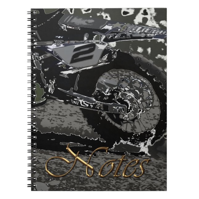 Dirt Biking (Schwarz & Weiß) Notizblock (Vorderseite)