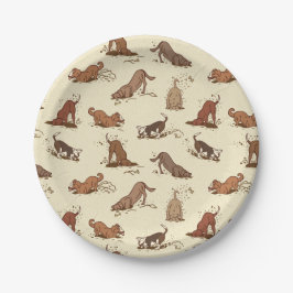 Dirt Digging Hunde - Strandurlaub Muster. Pappteller