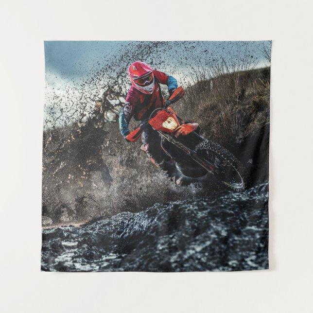 Dirt Rad-Reiter-Kissen Wandteppich (Vorderseite)