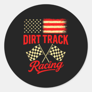 Dirt Track Racing - Amerikanische Flagge, Motorspo Runder Aufkleber