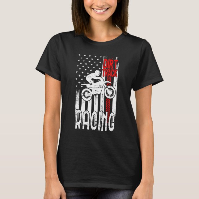 Dirt Up American Flag Motocross Motorrad T-Shirt (Vorderseite)