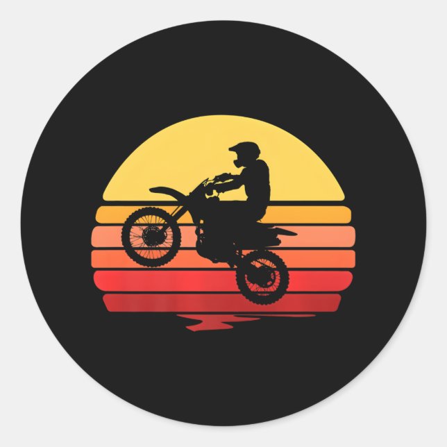 Dirtbike Motocross Sunset Runder Aufkleber (Vorderseite)
