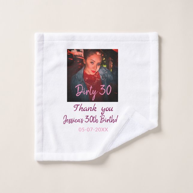 Dirty 30 Anniversaire ajouter nom rose ajouter dat (Gant de toilette)