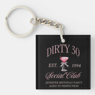 Dirty 30 Coquette Martini mit Bow Schlüsselanhänger