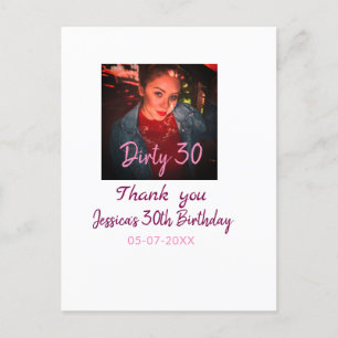 Dirty 30 Geburtstag hinzufügen Name pink hinzufüge Postkarte