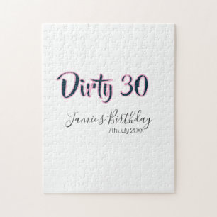 Dirty 30 Geburtstag Name Datum rosa grau Kalligraf