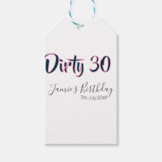 Dirty 30 happy birthday name date pink gray callig geschenkanhänger