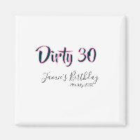 Dirty 30 herzlichen Geburtstag Name Datum rosa gra