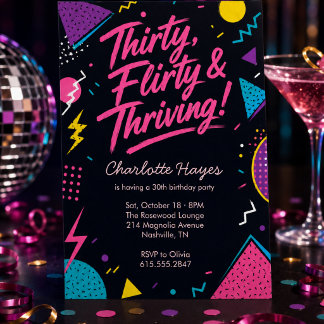 Dirty 30 Neon Bash Geburtstag Einladung