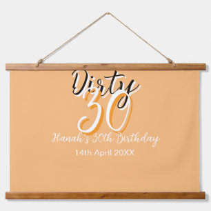 Dirty 30 orange weiß, einfache Retro-Geburtstag un Wandteppich Mit Holzrahmen
