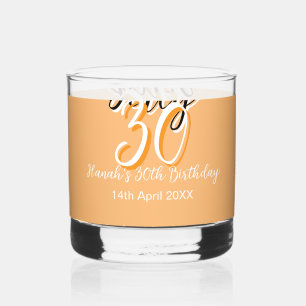 Dirty 30 orange weiß, einfache Retro-Geburtstag un Whiskyglas