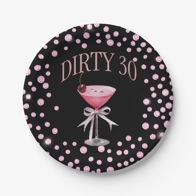 Dirty 30 Pink Coquette Geburtstagsparty Pappteller (Vorderseite)
