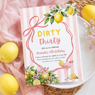 Dirty 30 Pink Lemonade Bow Cocktail Lemon Geburtst Einladung