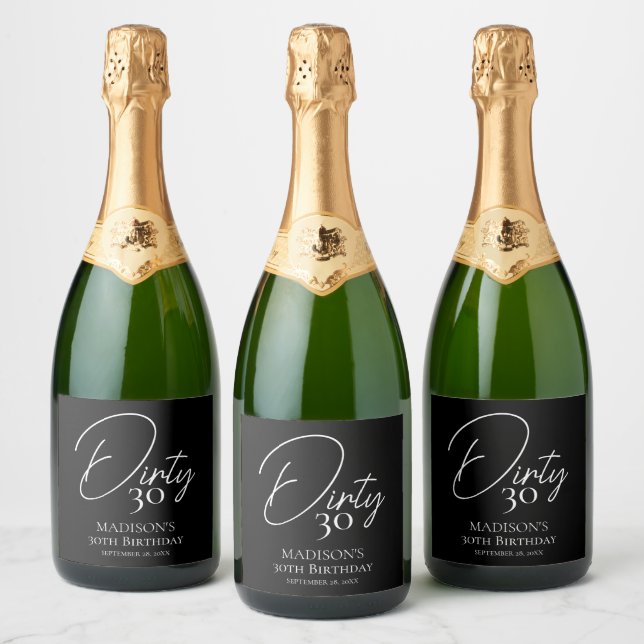 Dirty 30. Schwarz & Weiß Geburtstag (Flaschen)