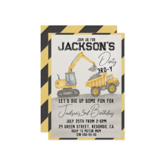 Dirty 3e année Construction Invitation d'anniversa