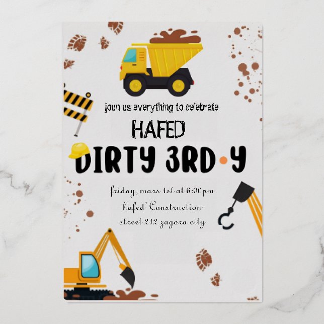 Dirty 3e année Troisième anniversaire Invitation (Recto)