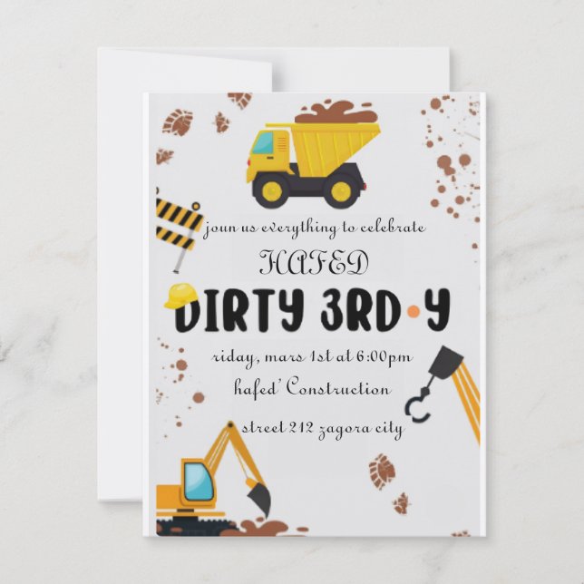Dirty 3e année Troisième anniversaire Invitation (Devant)