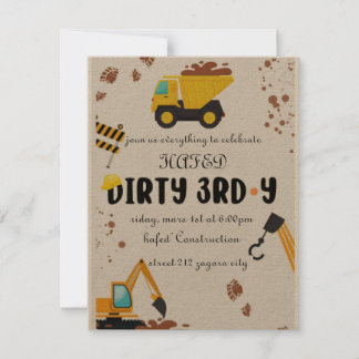 Dirty 3e année Troisième anniversaire Invitation