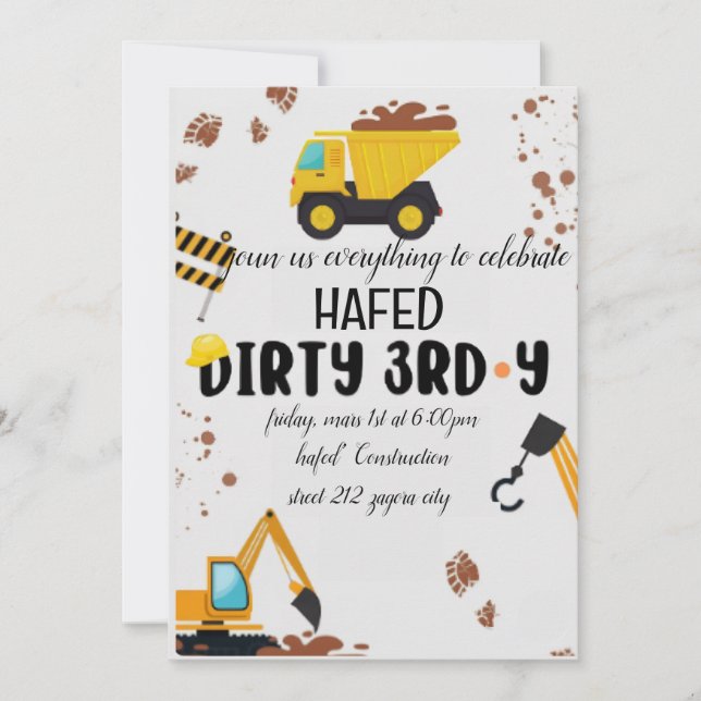 Dirty 3e année Troisième anniversaire Invitation (Devant)