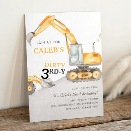 Dirty 3RD-Y Construction 3rd Birthday Party Einladung