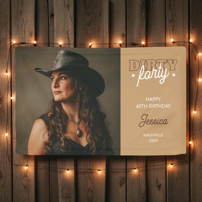 Dirty 40 Western Rodeo Foto 40. Geburtstag Banner (Dirty Forty Western Rodeo Photo 40th Birthday Banner)