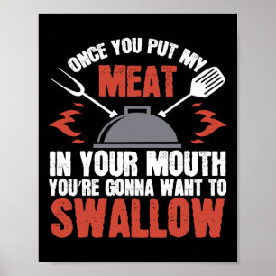 Dirty Adult Geschenke Fleisch in Ihrer Mund Grille Poster