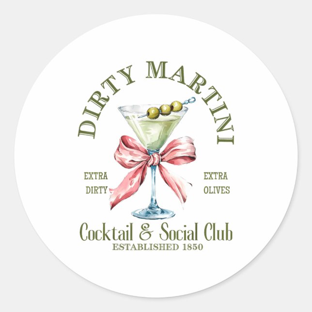 Dirty Bachelorette Martini Tail Club Martini Drink Runder Aufkleber (Vorderseite)