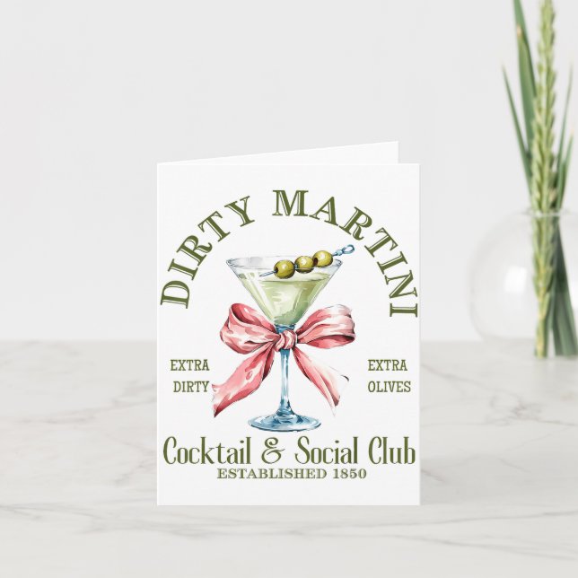 Dirty Bachelorette Martini Tail Club Martini Geträ Karte (Vorderseite)