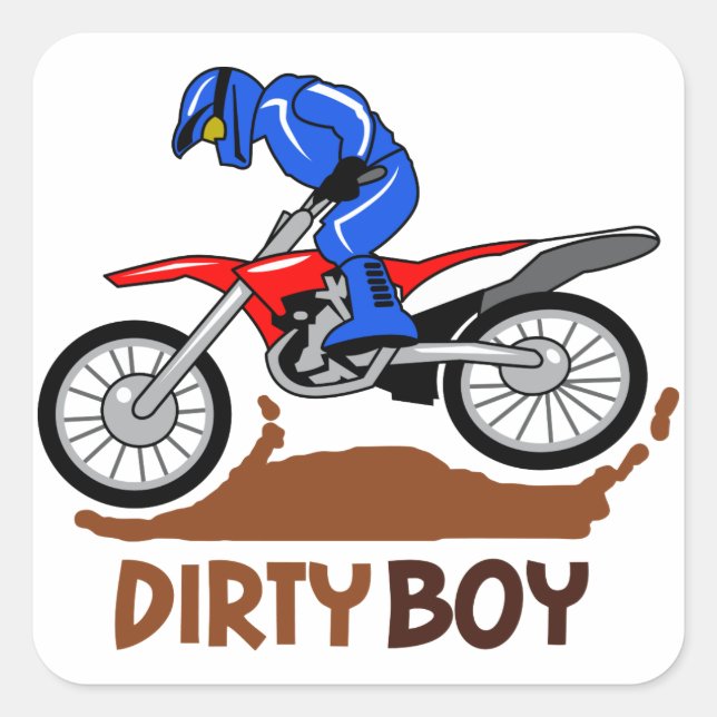 Dirty Boy Motocross Quadratischer Aufkleber (Vorderseite)