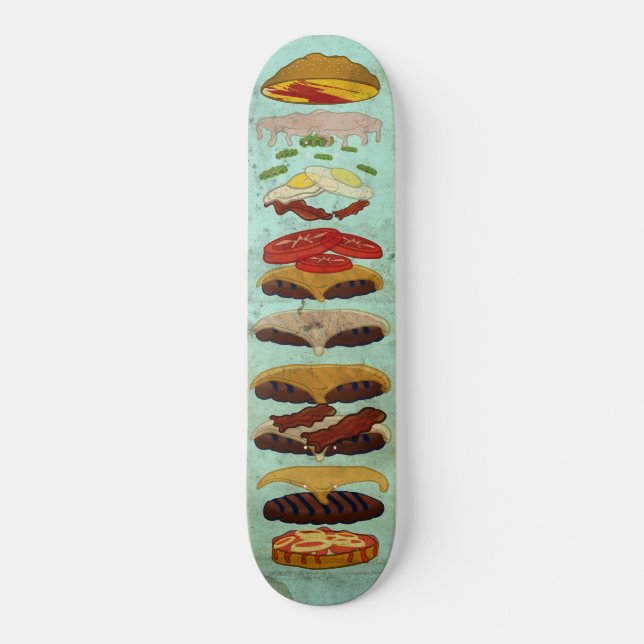 Dirty Burger mit Special Sauce Skateboard (Vorderseite)