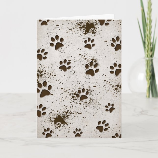 Dirty Dog Pawprint Geburtstag Karte (Vorderseite)