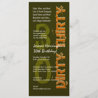 DIRTY DRITTEL Geburtstag Khaki und Gold Einladung