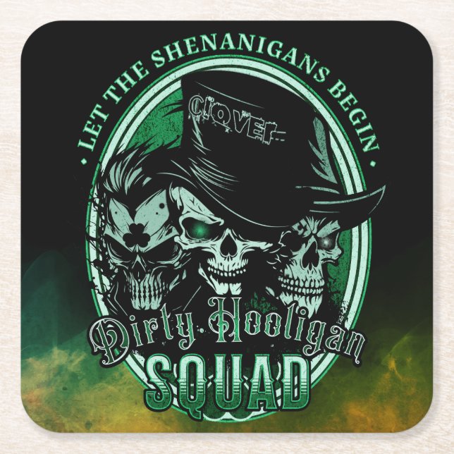 Dirty Hooligan Squad Rechteckiger Pappuntersetzer (Vorderseite)