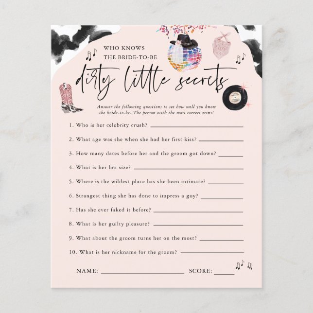 Dirty Little Secrets | Disco Cowgirl Bachelorette (Vorderseite)