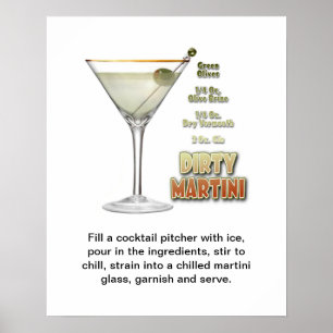 Dirty Martini Cocktail Rezept Art 16 "x20" Poster