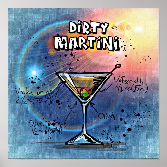 Dirty Martini Cocktail Rezept Poster (Vorne)