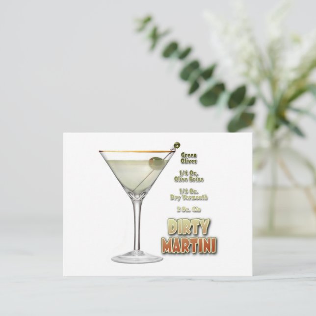 Dirty Martini Cocktail Rezept: Postkarte (Stehend Vorderseite)