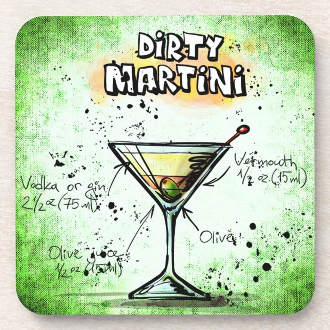 Dirty Martini Drink Rezept Getränkeuntersetzer (Vorderseite)