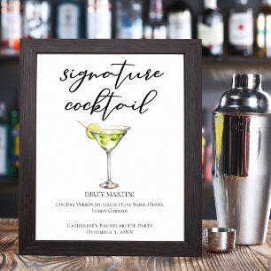 Dirty Martini Eleganter Einzelsignatur-Cocktail Poster