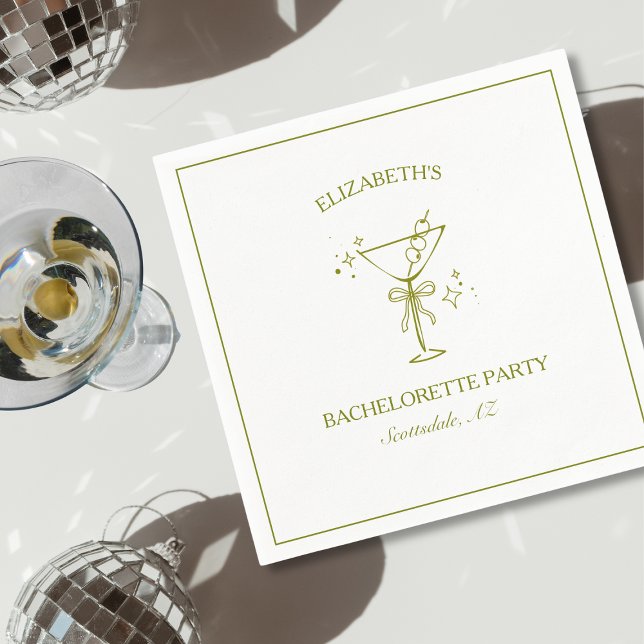Dirty Martini Personalisiert Chic Junggeselinnen-A Serviette (Custom martini bachelorette party napkins – chic, elegant, and perfect for your special celebration!)