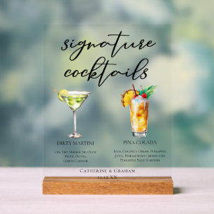 Dirty Martini Piña Colada Signature-Cocktails Acrylschild