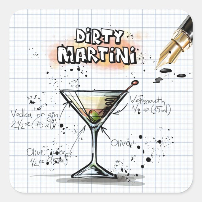 Dirty Martini Quadratischer Aufkleber (Vorderseite)