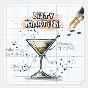 Dirty Martini Quadratischer Aufkleber