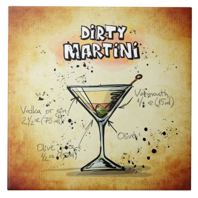 Dirty Martini Recipe Bar Gold Fliese (Vorderseite)