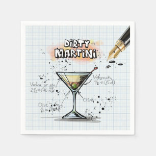 Dirty Martini Recipe Bar Zeichnend Serviette